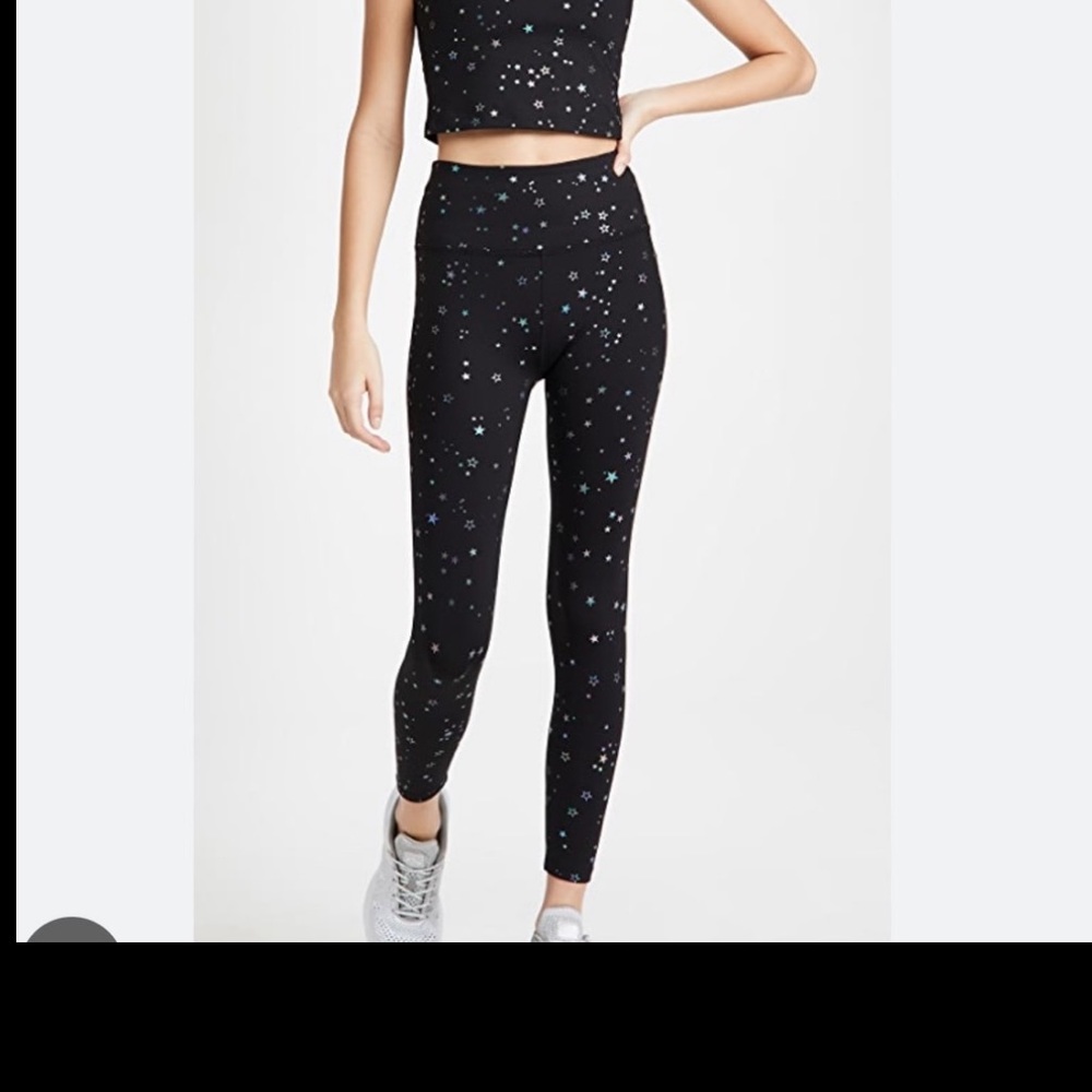 Beyond Yoga LEGGINGS ONLY black with iridescent stars tossed star set